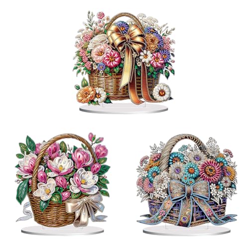 CXINLky DIY Diamond Painting Tisch Deko, 5D Diamant Painting Blumenkorb Tischdeko, Diamant Malerei Stehend Kunst Set für Anfänger Hausgeschenk Deko-3 Stuck CXINLky DIY Diamond Painting Tisch Deko, 5D Diamant Painting Blumenkorb Tischdeko, Diamant Malerei Stehend Kunst Set für Anfänger Hausgeschenk Deko-3 Stuck von CXINLky