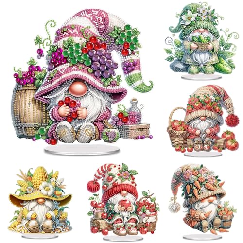 CXINLky DIY Diamond Painting Tisch Deko, 5D Diamant Painting Gemüse und Zwerge Tischdeko, Diamant Malerei Stehend Kunst Set für Anfänger Hausgeschenk Deko-6 Stuck CXINLky DIY Diamond Painting Tisch Deko, 5D Diamant Painting Gemüse und Zwerge Tischdeko, Diamant Malerei Stehend Kunst Set für Anfänger Hausgeschenk Deko-6 Stuck von CXINLky