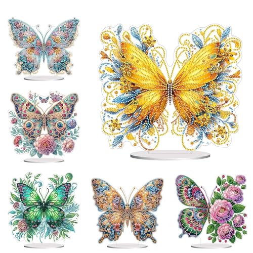 CXINLky DIY Diamond Painting Tisch Deko, 5D Diamant Painting Schmetterling Tischdeko, Diamant Malerei Stehend Kunst Set, Ornamente Geschenke Handgemachte Dekorative Ornamente-6 Stuck CXINLky DIY Diamond Painting Tisch Deko, 5D Diamant Painting Schmetterling Tischdeko, Diamant Malerei Stehend Kunst Set, Ornamente Geschenke Handgemachte Dekorative Ornamente-6 Stuck von CXINLky