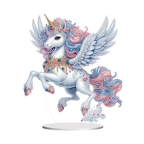 DIY Diamond Painting Tisch Deko, 5D Diamant Painting Tiere Tischdeko, Diamant Malerei Stehend Kunst Set, Ornamente Geschenke für Anfänger Zuhause,Büro Dekoration-22-Weißes Pferd von CXINLky