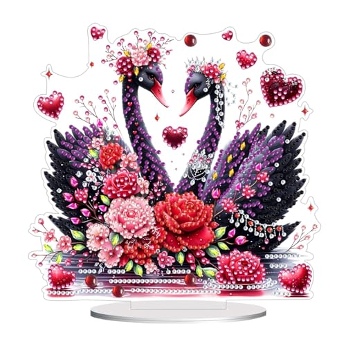 CXINLky Diamond Art Painting Tisch Frühling Deko, 5D Diamand Art Tischdeko Ornamente Geschenke für Anfänger Zuhause,Büro Dekoration (08-Schwarzer Schwan) von CXINLky