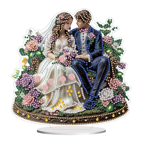 CXINLky Diamond Art Painting Tischdeko, 5D Diamand Art Aufsteller Ornamente Geschenke für Anfänger Zuhause,Büro Dekoration (02-Hochzeit) von CXINLky