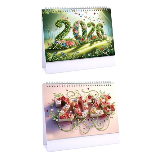 CXINLky Diamond Art Painting Tischkalender 2026, Diamond Art Schreibtisch Kalender mit Aufsteller, Tischkalender mit To-Do-Liste auf der Rückseite-2 Stuck-F CXINLky Diamond Art Painting Tischkalender 2026, Diamond Art Schreibtisch Kalender mit Aufsteller, Tischkalender mit To-Do-Liste auf der Rückseite-2 Stuck-F von CXINLky