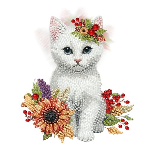 CXINLky Diamond Art Painting Wackelfigur Tisch Deko, DIY Diamond Art Nette Nicken Schütteln für Auto Haus Oder Büro Deko-21-Weiße Katze CXINLky Diamond Art Painting Wackelfigur Tisch Deko, DIY Diamond Art Nette Nicken Schütteln für Auto Haus Oder Büro Deko-21-Weiße Katze von CXINLky