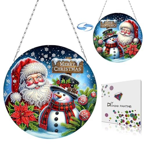 CXINLky Diamond Art Painting Weihnachten Anhänger mit Kette, Diamant Painting Erntedankfest Fensterbilder Wandbehang Kits für Fenster Wand Garten Decor-19-Weihnachtsmann Schneemann CXINLky Diamond Art Painting Weihnachten Anhänger mit Kette, Diamant Painting Erntedankfest Fensterbilder Wandbehang Kits für Fenster Wand Garten Decor-19-Weihnachtsmann Schneemann von CXINLky