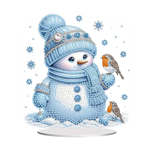 CXINLky Diamond Art Painting Weihnachten Tisch Deko, 5D Diamant Art Pinguin Schneemann Tischdeko für Weihnachten Hausgeschenk Deko-10-Schneemann von CXINLky