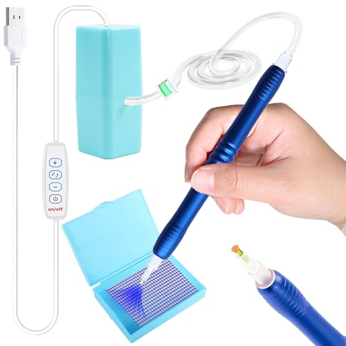 CXINLky Elektrischer Diamond Art Painting Stift, Vakuum Diamond Art Zubehör mit Aufbewahrungsschale und Tasche, Diamantmalstift ohne Wachs, 3 einstellbare Saugstärken-03-Blau CXINLky Elektrischer Diamond Art Painting Stift, Vakuum Diamond Art Zubehör mit Aufbewahrungsschale und Tasche, Diamantmalstift ohne Wachs, 3 einstellbare Saugstärken-03-Blau von CXINLky