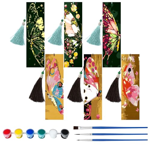 CXINLky Malen Nach Zahlen Lesezeichen, DIY Malen Nach Zahlen Erwachsene Set Lesezeichen Enthält Acrylfarbe, Hakenstift und Quaste, Geschenk für Erwachsene und Anfänger-04-Schmetterling CXINLky Malen Nach Zahlen Lesezeichen, DIY Malen Nach Zahlen Erwachsene Set Lesezeichen Enthält Acrylfarbe, Hakenstift und Quaste, Geschenk für Erwachsene und Anfänger-04-Schmetterling von CXINLky