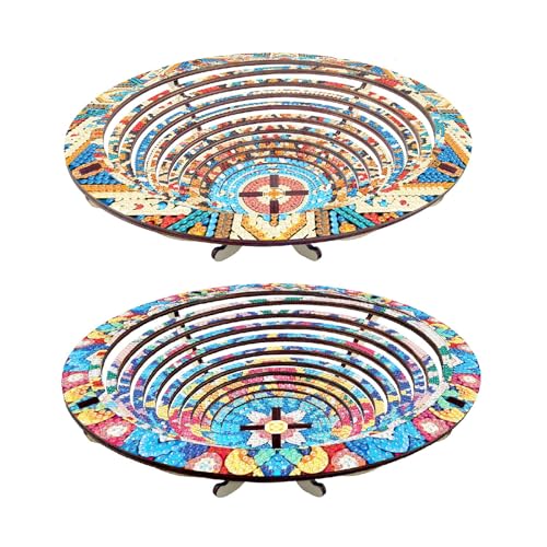 DIY Diamond Art Painting Rundes Tablett, Diamond Art Holztablett Serviertablett einziehbar mit Ständer, Diamant Malerei Crystal Art Holztablett Küchentablett für Abendessen, Tee, Bar-2 Stuck-B von CXINLky