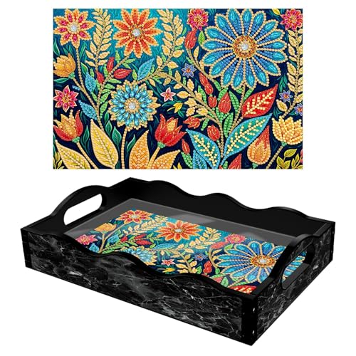 DIY Diamond Art Painting Serviertablett, Diamant Malerei Crystal Art tablett Rechteckig Küchentablett aus ABS, Diamond Art Painting Tray Geschenk-02-Blume DIY Diamond Art Painting Serviertablett, Diamant Malerei Crystal Art tablett Rechteckig Küchentablett aus ABS, Diamond Art Painting Tray Geschenk-02-Blume von CXINLky