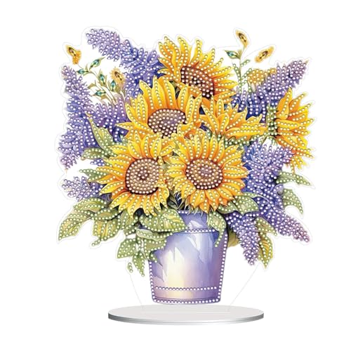 DIY Diamond Painting Tisch Deko, 5D Diamant Painting Acryl Tischdeko, Diamant Malerei Stehend Kunst Set, Ornamente Geschenke für Anfänger Zuhause,Büro Dekoration-15-Sonnenblume von CXINLky