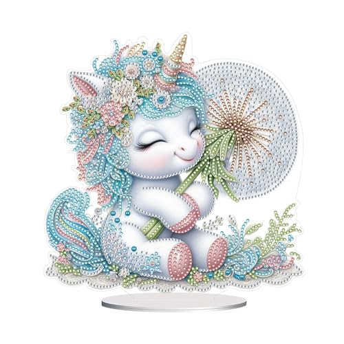 DIY Diamond Painting Tisch Deko, 5D Diamant Painting Tiere Tischdeko, Diamant Malerei Stehend Kunst Set, Ornamente Geschenke für Anfänger Zuhause,Büro Dekoration-05-Weißes Pferd von CXINLky