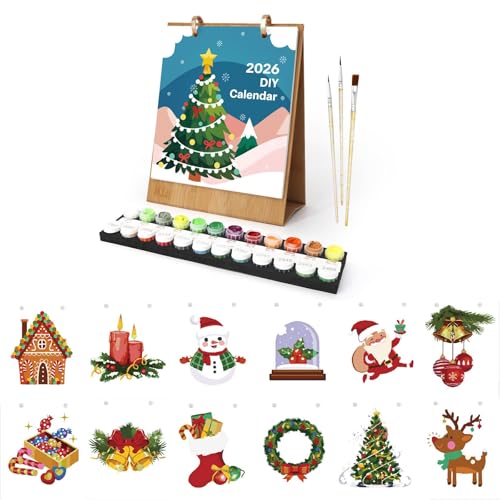 Tischkalender 2026, Malen Nach Zahlen Blume Kalender, DIY Kalender 2026 zum Aufstellen, mit Pinsels Acrylfarbe und Base für Geschenke und Home Haus Deko-08 Tischkalender 2026, Malen Nach Zahlen Blume Kalender, DIY Kalender 2026 zum Aufstellen, mit Pinsels Acrylfarbe und Base für Geschenke und Home Haus Deko-08 von CXINLky