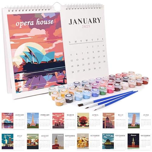 Wandkalender 2025, Malen Nach Zahlen Kalender Wandkalender Nation Landschaft, DIY Wandkalender 2025 zum Aufstellen, mit Pinsels Und Acrylfarbe für Geschenke und Home Haus Deko-Landschaft Wandkalender 2025, Malen Nach Zahlen Kalender Wandkalender Nation Landschaft, DIY Wandkalender 2025 zum Aufstellen, mit Pinsels Und Acrylfarbe für Geschenke und Home Haus Deko-Landschaft von CXINLky