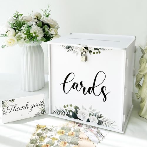 Kartenbox Hochzeit Hochzeitskartenbox for Hochzeitsdekoration mit Schloss, PVC-Geschenkbox for den Empfang, Eukalyptus, DIY-Umschlag, Geldkartenbox von CXJSHDP