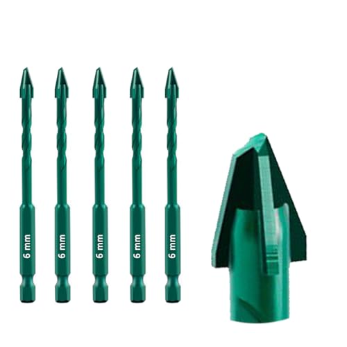 5 hochfeste Exzenterspiralbohrer mit Kreuzspitze, hoher Härte, schiefer Kopf für Fliesen/Glas/Metall/Holz/Kunststoff – schnelles Bohren in 3 Sekunden (6 mm) von CXML&DASHE