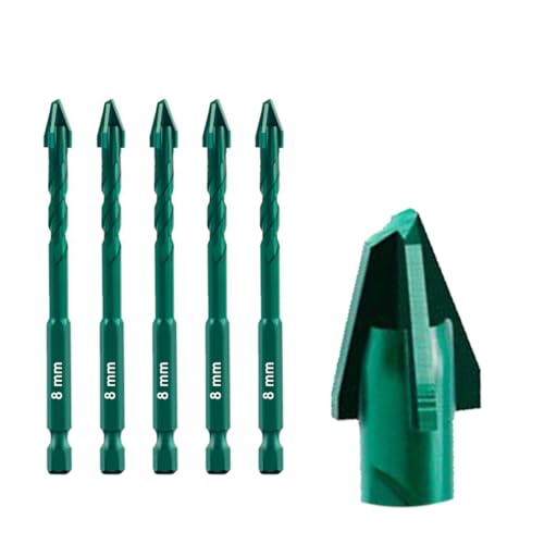 5 hochfeste Exzenterspiralbohrer mit Kreuzspitze, hoher Härte, schiefer Kopf für Fliesen/Glas/Metall/Holz/Kunststoff – schnelles Bohren in 3 Sekunden (8 mm) von CXML&DASHE