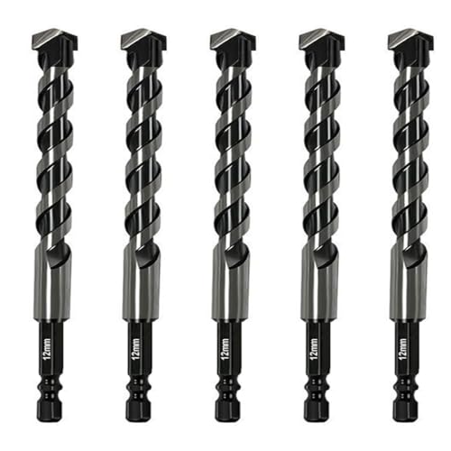 5-teiliges Steinbohrer-Set (1/2 Zoll - 12 mm) – Hartmetallbestückt für Beton, Fliesen, Ziegel, Glas, Keramik, Kunststoff und Holz, stoßfeste Bohrer für Hammer/Handbohrmaschinen von CXML&DASHE