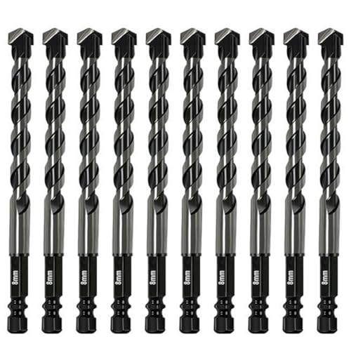 Steinbohrer-Set (5/16 Zoll – 8 mm) – Hartmetallbestückt für Beton, Fliesen, Ziegel, Glas, Keramik, Kunststoff und Holz, stoßfeste Bohrer für Hammer/Handbohrmaschinen, 10-teilig von CXML&DASHE