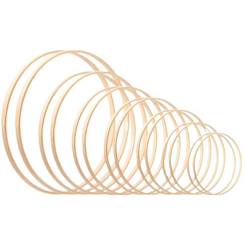 CXNXFD 14 Stück Holzringe zum Basteln,7 Größen Holzring,Bambus Blumenkranz Makramee Ringe,Holzreifen zum Basteln für Traumfänger, Hochzeitskranz,Wandbehang(8cm/10cm/13cm/15cm/17cm/18cm/20cm ) von CXNXFD