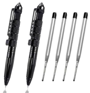 CXNXFD 2 Stück Tactical Pen mit 4 Tinten,Kubotan Selbstverteidigung,Taktischer Stift, Taktischer Kugelschreiber, Survival Gadget, für Schreiben,Tactical Defense Und Geschenk Schwarz CXNXFD 2 Stück Tactical Pen mit 4 Tinten,Kubotan Selbstverteidigung,Taktischer Stift, Taktischer Kugelschreiber, Survival Gadget, für Schreiben,Tactical Defense Und Geschenk Schwarz von CXNXFD