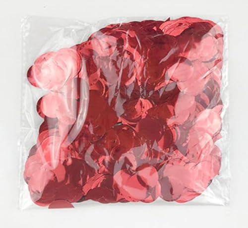 CXNXFD 50g 1.5CM Konfetti Metallic Glitzer Pailletten Rund Konfetti - Karneval Geburtstag Party Hochzeit Festliche Dekoration (Rot) von CXNXFD