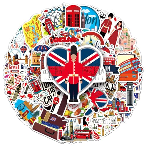 CXNXFD London England Aufkleber-Set, Großbritannien Aufkleber,Britische Sehenswürdigkeiten, Großbritannien Reise Sticker London Geschenk für Kinder, Teenager, Erwachsene Jungen und London-Fans von CXNXFD