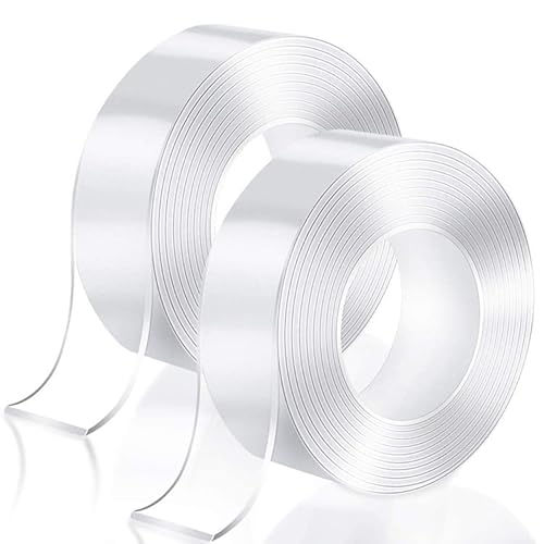 CXNXFD Transparentes doppelseitiges Klebeband, 16,4 FT Nano Klebeband ohne Trace für Mehrzweckzweck, abnehmbares Wandband zum Aufhängen von Bildern, Postern, Teppichen, Fotos (2er Pack) von CXNXFD