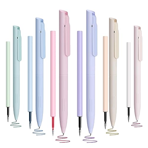 CXRYLZ 6 Farben Einziehbarer Gelstifte mit 6pcs Nachfüllminen, 0.5mm Aesthetic Gelschreiber Kawaii Pastell Kugelschreiber für Writech Zeichnung Schule Büro Geschenk von CXRYLZ-FUR