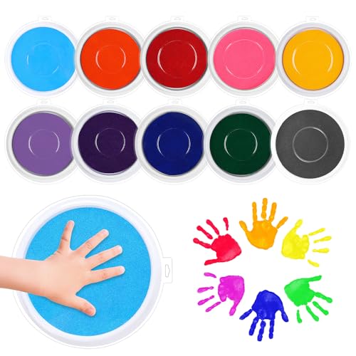 CXRYLZ-FUR 10pcs Groß Stempelkissen Bunt, Fingerstempel Fingerabdruck Set，Abwaschbar Embossing Fingerstempelfarbe Ink Pad für Kartenherstellung Scrapbooking Stempelzubehör von CXRYLZ-FUR