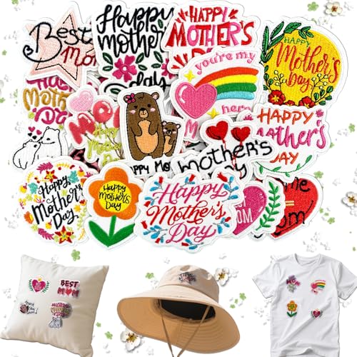 CXWLJL 20 Stück Mama-Aufnäher zum Aufbügeln, bestickter Aufnäher, Muttertags-Patches für Kleidung, Taschen, Jeans von CXWLJL
