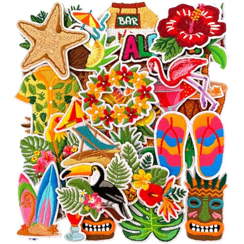 CXWLJL Hawaiianische Luao-Aufnäher zum Aufbügeln, tropische Palme, Sommer, Strand, zum Aufbügeln für Kleidung, Mützen, Kleider, Taschen, 32 Stück CXWLJL Hawaiianische Luao-Aufnäher zum Aufbügeln, tropische Palme, Sommer, Strand, zum Aufbügeln für Kleidung, Mützen, Kleider, Taschen, 32 Stück von CXWLJL