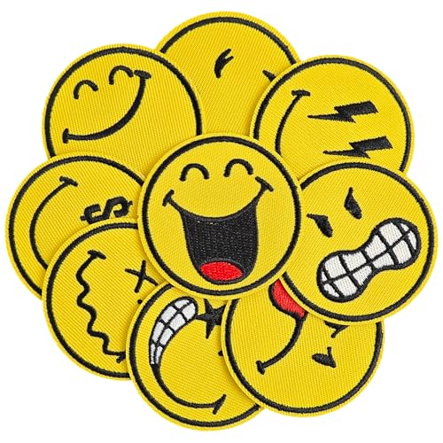 SmileyWorld Aufnäher zum Aufbügeln, offizielles Lizenzprodukt, bestickt, für Kleidung, Taschen, Hüte, personalisiertes Zubehör, 9 Stück SmileyWorld Aufnäher zum Aufbügeln, offizielles Lizenzprodukt, bestickt, für Kleidung, Taschen, Hüte, personalisiertes Zubehör, 9 Stück von CXWLJL