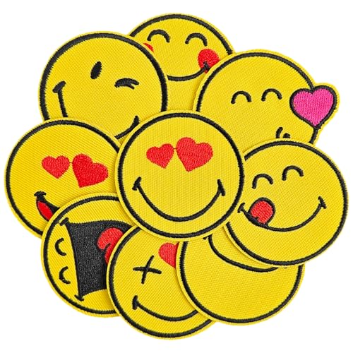 SmileyWorld SmileyWorld Aufnäher mit SmileyWorld, bestickt, für Kleidung, Rucksack, Hut, Dekoration, DIY, 9 Stück SmileyWorld SmileyWorld Aufnäher mit SmileyWorld, bestickt, für Kleidung, Rucksack, Hut, Dekoration, DIY, 9 Stück von CXWLJL