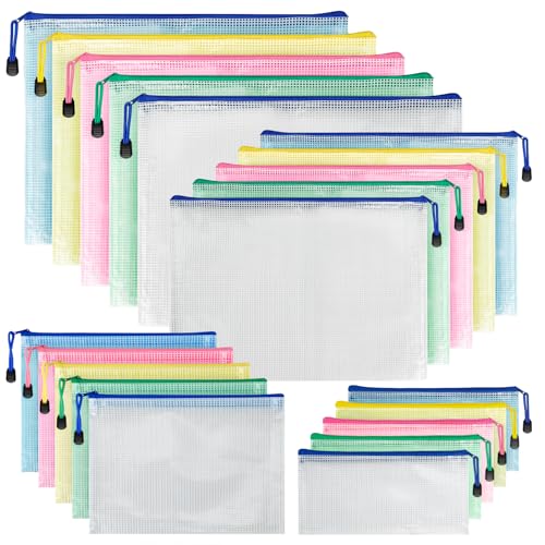 Dokumententasche A3+A4+A5+A6, 20 Stücke Dokumentenmappe PVC Wasserdicht Mesh Zipper Beutel mit Reißverschluss für Büro, Papier, Kosmetika und Reisezubehör, Zip Beutel für Erwachsene Kinder Studenten Dokumententasche A3+A4+A5+A6, 20 Stücke Dokumentenmappe PVC Wasserdicht Mesh Zipper Beutel mit Reißverschluss für Büro, Papier, Kosmetika und Reisezubehör, Zip Beutel für Erwachsene Kinder Studenten von CXXBOOB