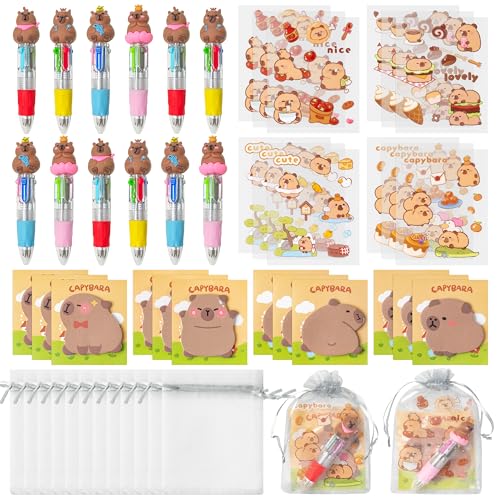 CY2SIDE Capybara Schreibwaren-Partygeschenk – 12 lustige Tierpreise Set enthält 4-in-1-Kugelschreiber, Haftnotiz-Aufkleber und Organza-Geburtstagsparty-Geschenke, Goodie-Tütenfüller, Füllmaterial für CY2SIDE Capybara Schreibwaren-Partygeschenk – 12 lustige Tierpreise Set enthält 4-in-1-Kugelschreiber, Haftnotiz-Aufkleber und Organza-Geburtstagsparty-Geschenke, Goodie-Tütenfüller, Füllmaterial für von CY2SIDE
