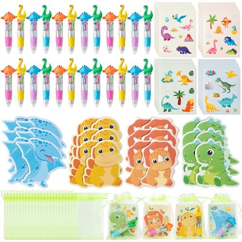 CY2SIDE Dinosaurier-Schreibwaren-Partygeschenk – 24 Stück Dino-Schreibwaren-Geschenk-Set enthält 4-in-1-Kugelschreiber, Haftnotizen, Aufkleber und Organza-Tier-Partygeschenke, Geschenktütenfüller für CY2SIDE Dinosaurier-Schreibwaren-Partygeschenk – 24 Stück Dino-Schreibwaren-Geschenk-Set enthält 4-in-1-Kugelschreiber, Haftnotizen, Aufkleber und Organza-Tier-Partygeschenke, Geschenktütenfüller für von CY2SIDE