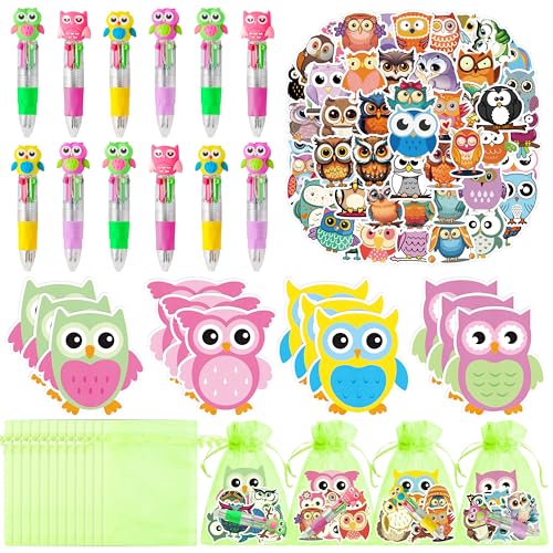 CY2SIDE Eulen-Schreibwaren-Party-Geschenk – 12 lustige Tierpreise Set enthält 4-in-1-Kugelschreiber, Haftnotiz-Aufkleber und Organza für Kinder, Eulen-Themen-Partygeschenke, Goodie-Bag-Füllstoffe für CY2SIDE Eulen-Schreibwaren-Party-Geschenk – 12 lustige Tierpreise Set enthält 4-in-1-Kugelschreiber, Haftnotiz-Aufkleber und Organza für Kinder, Eulen-Themen-Partygeschenke, Goodie-Bag-Füllstoffe für von CY2SIDE