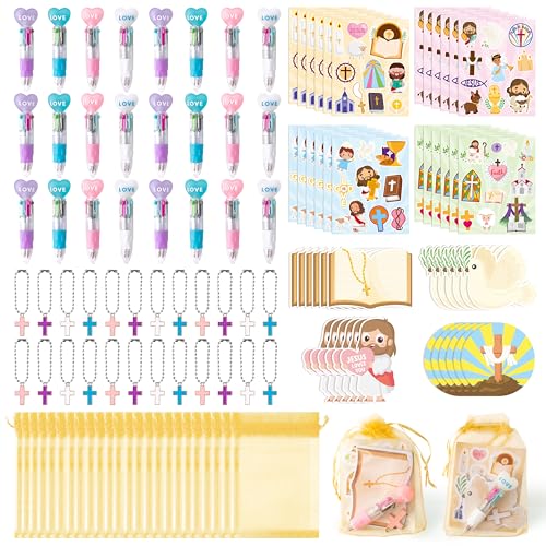CY2SIDE Religiöses Schreibwaren-Partygeschenk – 24 Stück christliches Schreibwaren-Geschenk-Set enthält 4-in-1-Kugelschreiber, Haftnotizen, Aufkleber, Schlüsselanhänger und Organza-Bibelschule, CY2SIDE Religiöses Schreibwaren-Partygeschenk – 24 Stück christliches Schreibwaren-Geschenk-Set enthält 4-in-1-Kugelschreiber, Haftnotizen, Aufkleber, Schlüsselanhänger und Organza-Bibelschule, von CY2SIDE