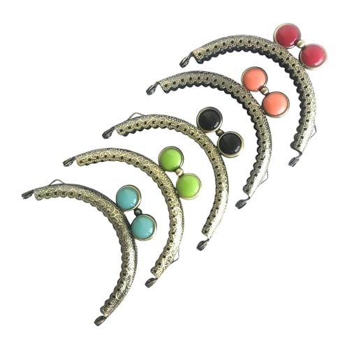 CW025 Vintage Kuss-Lock-Verschlüsse für handgefertigte Brieftaschen, verschiedene Farben, DIY-Geldbörsen-Rahmenzubehör für Damen, Taschen und Geldbörsen, Metall-Bastelbedarf, 5 Stück von CYATHAGOR