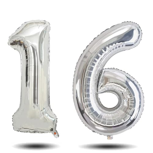 16 Luftballons Zahl,16. Geburtstag,16geburtstag,16. Geburtstag Junge,16geburtstag Junge, Zahlen Luftballon, Passende Geburtstagsparty Dekoration für Jungen Und Mädchen von CYBGQP
