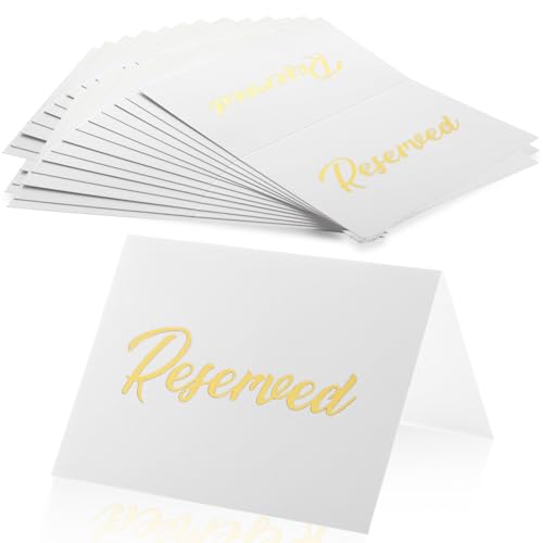 CYEAH Tischschilder, Tischzelt, Tischkarten (weiß mit Goldfolie) für Hochzeiten, Restaurants, Veranstaltungen, 100 Stück von CYEAH