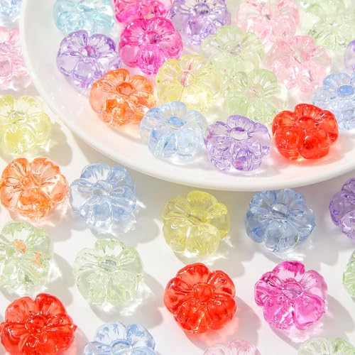 CYEENUT Acrylblumen-Perlen für Armbänder, Halsketten, Schmuckherstellung, transparent, 50 Stück von CYEENUT