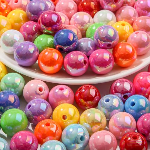 CYEENUT Acrylperlen, 16 mm, Regenbogenfarben, Kaugummi-Perlen, facettierte Perlen, DIY, Perlen, Haarband, Armbänder für Stifttasche, Kette, Schmuckherstellung (Farbe 6) von CYEENUT