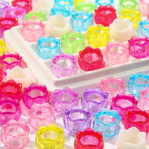 CYEENUT Acrylperlen, transparent, bunt, Lotusblumen-Halter, Perlen, Acryl, Lotusblumen, Perlenkappen, hawaiianische Glocke, Blumenperlen für Schmuckherstellung, Armbänder, Halsketten, Großpackung CYEENUT Acrylperlen, transparent, bunt, Lotusblumen-Halter, Perlen, Acryl, Lotusblumen, Perlenkappen, hawaiianische Glocke, Blumenperlen für Schmuckherstellung, Armbänder, Halsketten, Großpackung von CYEENUT