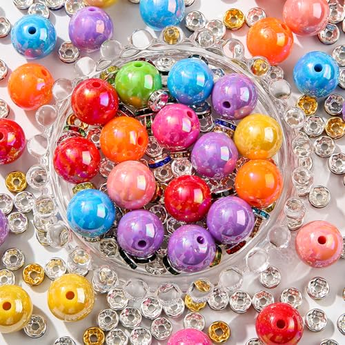 CYEENUT Acrylperlen und 200 Abstandshalter-Perlen, 16 mm, 50 Stück, glänzende facettierte Acrylperlen, facettierte Perlen, DIY-Perlen, Haarband, Armbänder für Stifttasche, Kette, Schmuckherstellung CYEENUT Acrylperlen und 200 Abstandshalter-Perlen, 16 mm, 50 Stück, glänzende facettierte Acrylperlen, facettierte Perlen, DIY-Perlen, Haarband, Armbänder für Stifttasche, Kette, Schmuckherstellung von CYEENUT