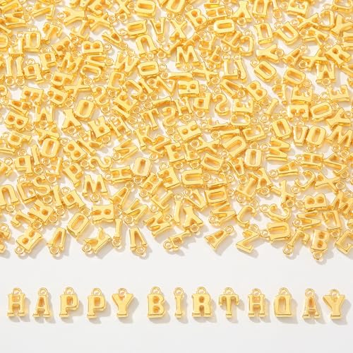 CYEENUT Goldene Buchstabenperlen, Alphabet A-Z, große Kunststoff-Buchstabenperlen für Bastelarbeiten, Armbänder, Halsketten, Ohrringe, Schmuckherstellung, Gelb, 620 Stück von CYEENUT