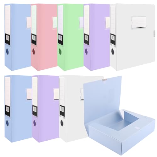 CYEER 10 Stück farbige Kunststoff-Aktenboxen A4 Aktenboxen 75 mm Rücken Kanzleipapier Aktenbox Ordner für Papiere A4 Dokumente von CYEER