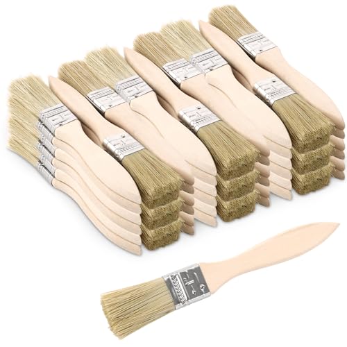CYEER 100 Stück Malerpinsel Set, Pinsel 16MM(1 Zoll), Flachpinsel Set, Lackpinsel mit Holzgriff, Lasurpinsel Set Naturborstenpinsel für Farben, Lack, Beizen, Klebstoffe von CYEER