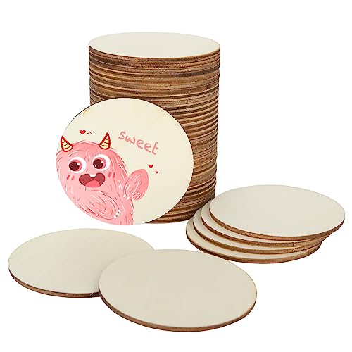 CYEER 100 Stück unlackierte runde Holzkreise, 7 cm Durchmesser, schlichte, natürliche Blanko-Holzscheiben, Holzrohlinge runde Scheiben, dünn für Bastelarbeiten, Malen, Zuhause, Weihnachten, Party, CYEER 100 Stück unlackierte runde Holzkreise, 7 cm Durchmesser, schlichte, natürliche Blanko-Holzscheiben, Holzrohlinge runde Scheiben, dünn für Bastelarbeiten, Malen, Zuhause, Weihnachten, Party, von CYEER